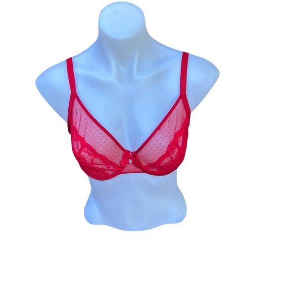 Chantelle Idole Red Lace Balconette Bra 34DD - Picture 1 of 8